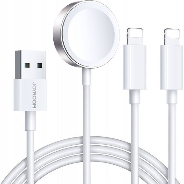 Joyroom Kabel 3w1 Joyroom S-IW007 USB-A / ładowarka magnetyczna, USB-A, Lightning 1.2m biały 13299188 6956116771294