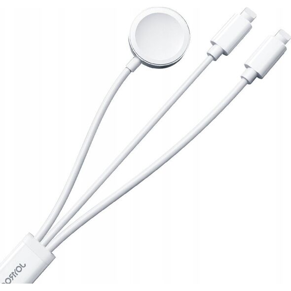 Joyroom Kabel 3w1 Joyroom S-IW007 USB-A / ładowarka magnetyczna, USB-A, Lightning 1.2m biały 13299188 6956116771294