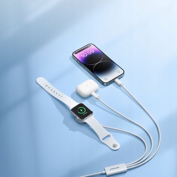 Joyroom Kabel 3w1 Joyroom S-IW007 USB-A / ładowarka magnetyczna, USB-A, Lightning 1.2m biały 13299188 6956116771294