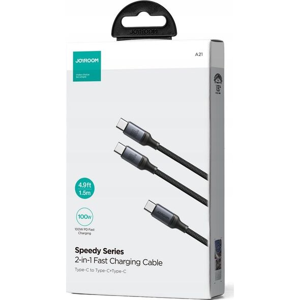 Kabel USB Joyroom USB-C - 2x USB-C 1.5 m Czarny (JYR887) 13299191 6941237100764