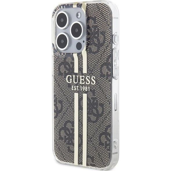Guess Guess GUHCP15LH4PSEGW iPhone 15 Pro 6.1" brązowy/brown hardcase IML 4G Gold Stripe 13300729 3666339222840