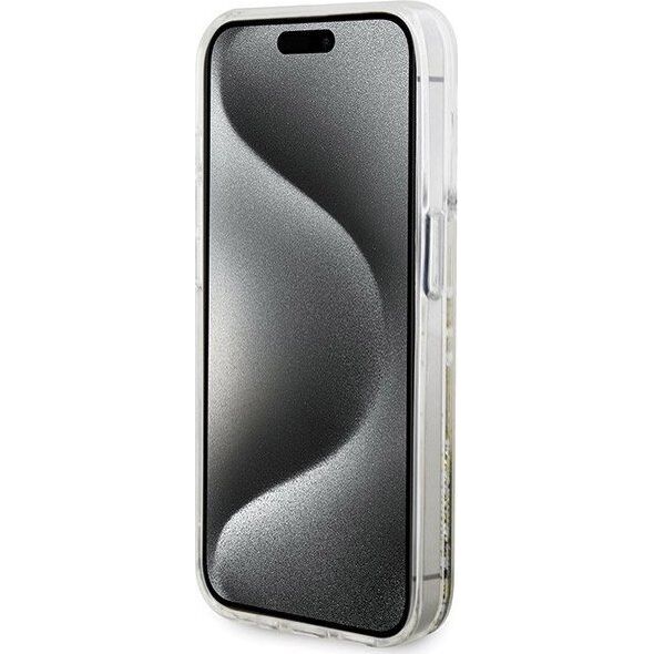 Guess Guess GUHCP15LLFCSEGT iPhone 15 Pro 6.1" transparent hardcase Liquid Glitter Gold Stripes 13300731 3666339223960