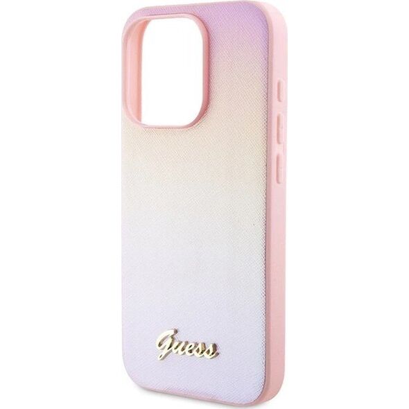 Guess Guess GUHCP15LPSAIRSP iPhone 15 Pro 6.1" różowy/pink hardcase Saffiano Iridescent Script 13300734 3666339224806