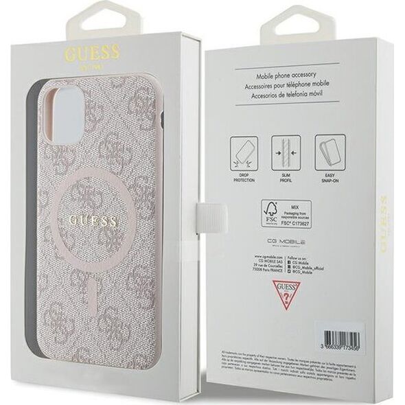 Guess Guess GUHMN61G4GFRP iPhone 11 6.1" / Xr różowy/pink hardcase 4G Collection Leather Metal Logo MagSafe 13300750 3666339226640