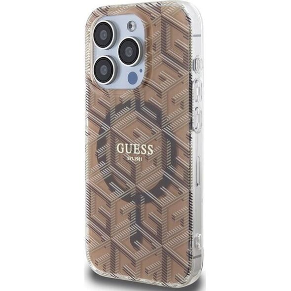 Guess Guess GUHMP15LHGCUSTGW iPhone 15 Pro 6.1" brązowy/brown hardcase IML GCube MagSafe 13300795 3666339222147