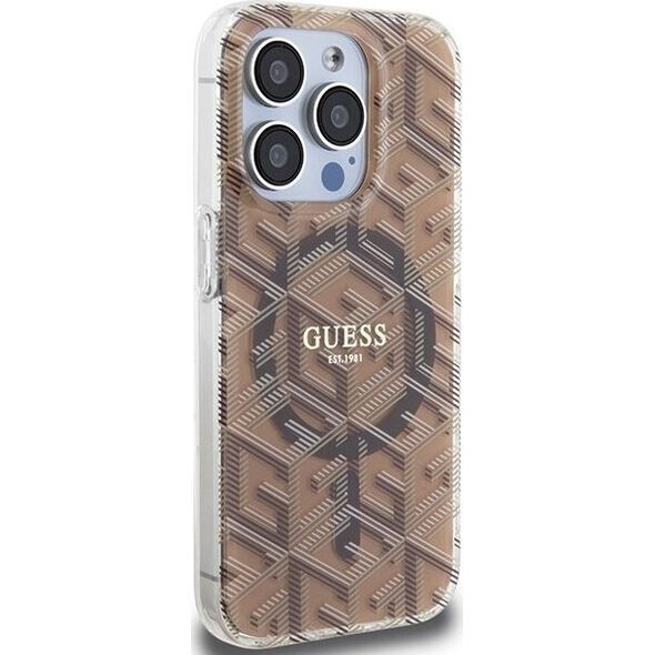 Guess Guess GUHMP15LHGCUSTGW iPhone 15 Pro 6.1" brązowy/brown hardcase IML GCube MagSafe 13300795 3666339222147