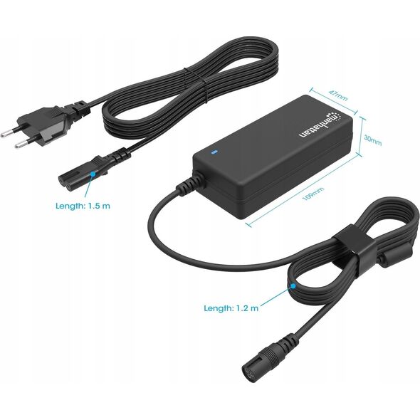 Zasilacz do laptopa Manhattan MANHATTAN Laptop-Netzteil 65W AC 9 Stecker 13301799 766623180962