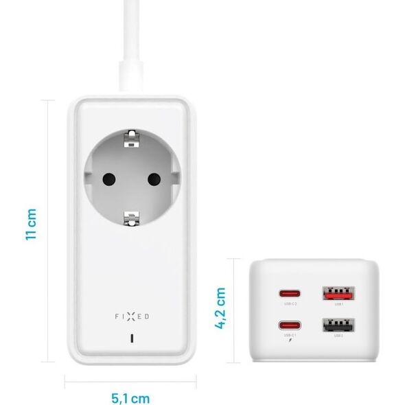 Ładowarka Fixed Listwa ładująca FIXED GaN III - 2xUSB-C/2xUSB, 1,5m, PD 65W, biała - Gwarancja bezpieczeństwa. Proste raty. Bezpłatna wysyłka od 170 zł. 13302844 8591680157372