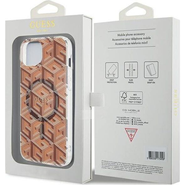Guess GUESS GUHMP15MHGCUSTGW IPHONE 15 PLUS / 14 PLUS 6.7" BRĄZOWY/BROWN HARDCASE IML GCUBE MAGSAFE standard 13303437 3666339222130