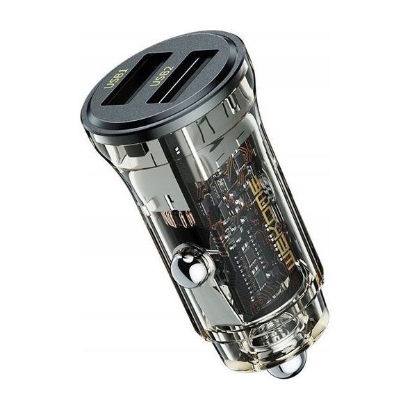 Ładowarka Wekome Ładowarka samochodowa 2 x USB-A Fast Charging 15W Czarna / Przezroczysta 13303719 6941027632628