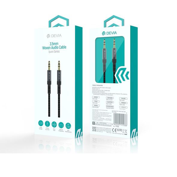 Devia cable audio Ipure EC618 jack 3,5 mm - jack 3,5 mm 1,0 m black 6942297111936