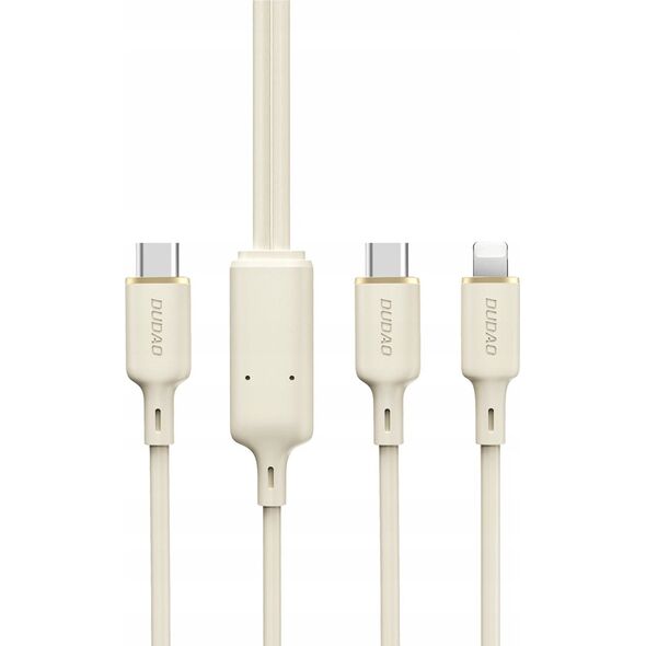 Dudao Kabel 3w1 Dudao L7SE USB-C / USB-C, Lightning, microUSB 66W 1.2m beżowy 13305231 6976625331055