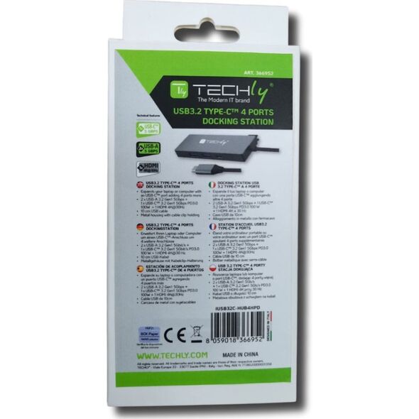 HUB USB Techly Techly Hub USB-C 4 in 1 13308011 8059018366952