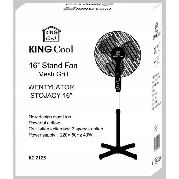 Klimatyzator KingHoff WENTYLATOR WIATRAK STOJĄCY PODŁOGOWY KINGCOOL KC-2125 czarny 13316110 5908287221253