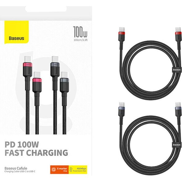 Kabel USB Baseus Kabel Baseus Cafule USB-C / USB-C 100W 2m [2 PACK] 13316815 6932172657444
