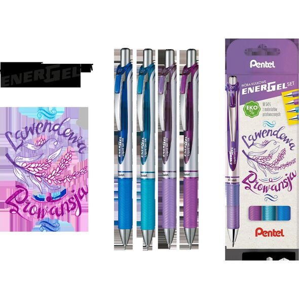 Pentel PIÓRO ŻELOWE PENTEL BL77 4SZT LAWENDOWA PROWANSJA 13318237 5902894025013
