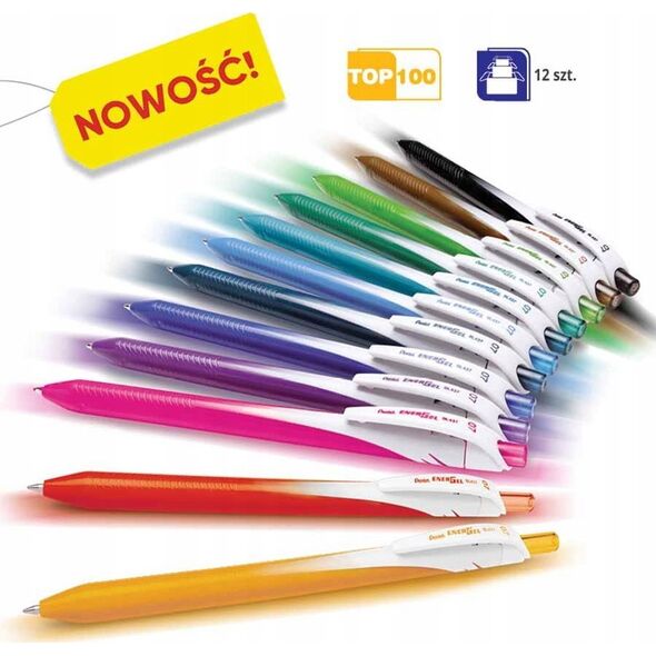 Pentel Pióro kulkowe Pentel EnerGel BL437 brązowe, BRĄZOWY 13318265 884851033246