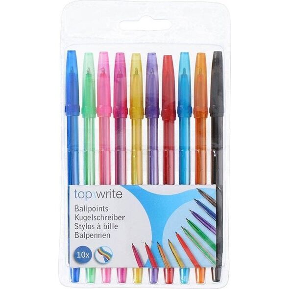 Topwrite Topwrite - Zestaw długopisów kulkowych 10 kolorów 13318340 8711252452029