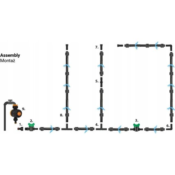 Sourcing WATER FLOW DRIP HOSE SET 100m WITH WATER FLOW CLOCK 13328252 5907544453574