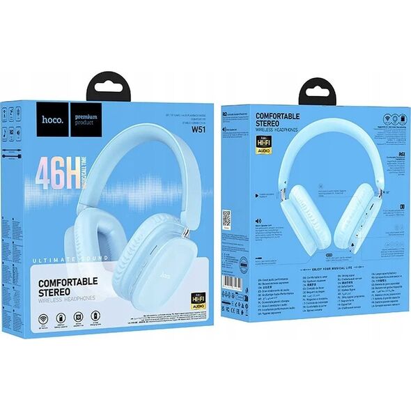 Słuchawki Hoco HOCO słuchawki bezprzewodowe bluetooth nagłowne W51 niebieskie 13331798 6942007619622