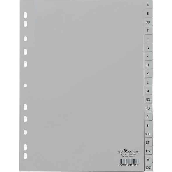 Durable DURABLE A-Z Register A4 20tlg. aus PP volldeck. grau 13332703 4005546665566
