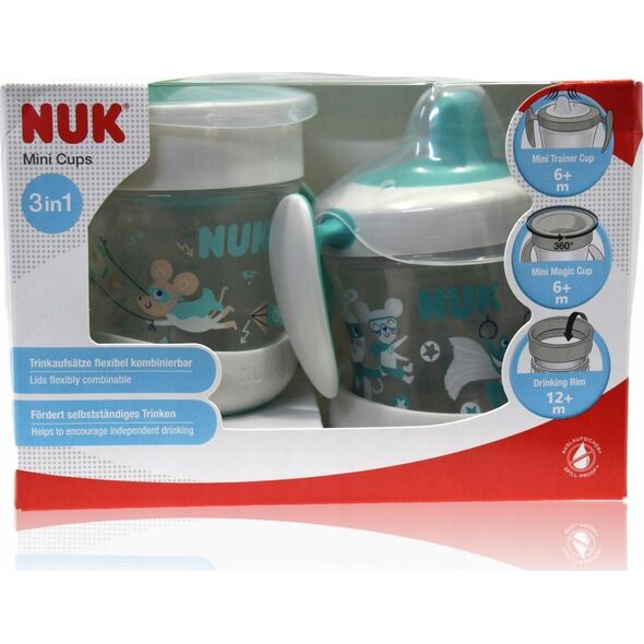 NUK NUK Trinkbecher Mini Cups Set 3in1 160ml ab 6 M. mint&türkis 13333860 4008600406228