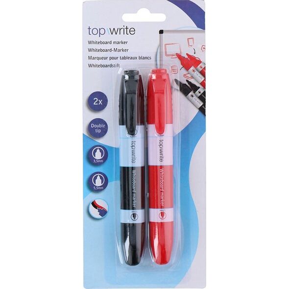 Topwrite Topwrite - Zestaw podwójnych markerów do tablic suchościeralnych 2 szt. (czarny/czerwony) 13335065 8711252268538