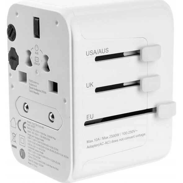 Ładowarka Fixed FIXED ładowarka / adapter podróżny 3xUSB-C/ 2xUSB-A 65W biały - Gwarancja bezpieczeństwa. Proste raty. Bezpłatna wysyłka od 170 zł. 13336181 8591680148981
