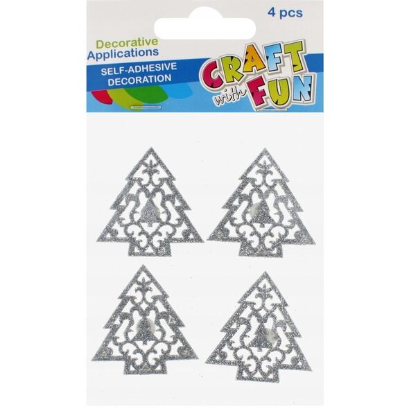 Craft with Fun OZDOBA BN NAKLEJKI CHOINKA BROK SREB 4SZT 12/144 13336627 5904335884289
