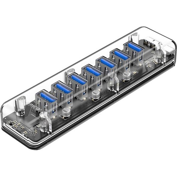 HUB USB Orico Orico Aktywny hub 7*USB-A 5Gbps przezroczysty 13337086 6954301193265