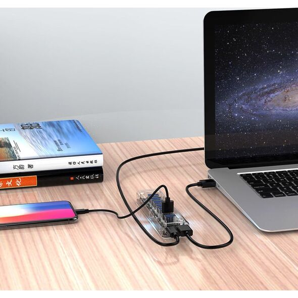 HUB USB Orico Orico Aktywny hub 7*USB-A 5Gbps przezroczysty 13337086 6954301193265