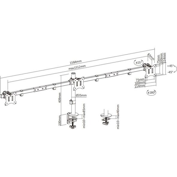 Equip Uchwyt biurkowy na 3 monitory 17" - 32" (650158) 13337765 4015867236017