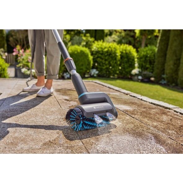 Gardena GARDENA cordless multi-cleaner AquaBrush Patio 18V P4A, hard floor cleaner (grey/turquoise, Li-Ion battery 2.5Ah P4A, POWER FOR ALL ALLIANCE) 13339682 4066407502734