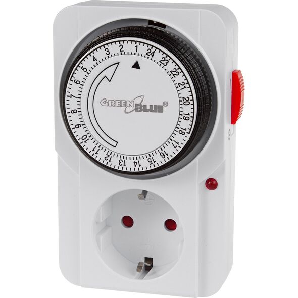 GreenBlue Włącznik czasowy - timer mechaniczny GreenBlue, 48 programów, max. obciążenie 16A, IP20, GB360 F 13341480 5902211133858