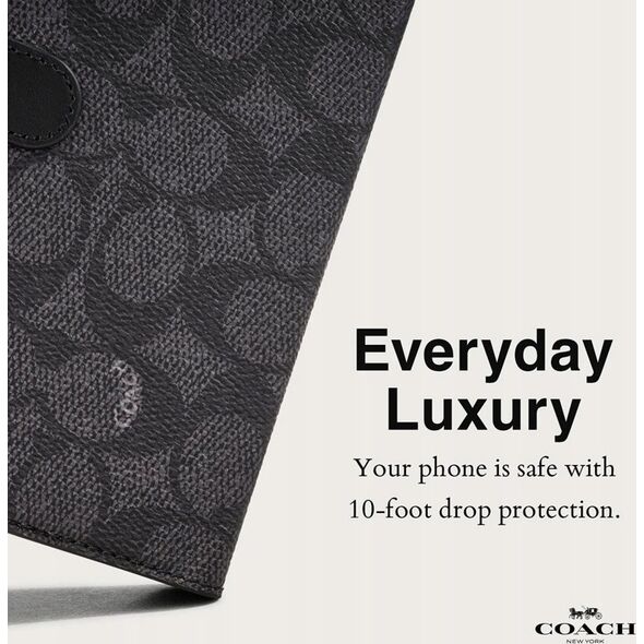 Coach Coach Folio Signature C Case - Etui 2w1 z klapką iPhone 15 Pro (Charcoal) 13341945 840171734041