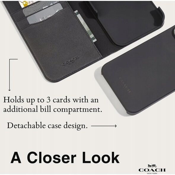 Coach Coach Folio Signature C Case - Etui 2w1 z klapką iPhone 15 Pro (Charcoal) 13341945 840171734041