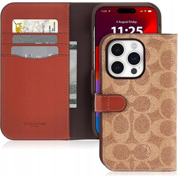 Coach Coach Folio Signature C Case - Etui 2w1 z klapką iPhone 15 Pro (Tan) 13341954 840171734034