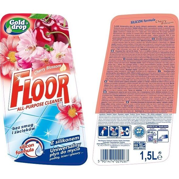 Floor Floor – Uniwersalny płyn do mycia powierzchni, 1,5 l – Kwiat Wiśni 13405235 5901474029267