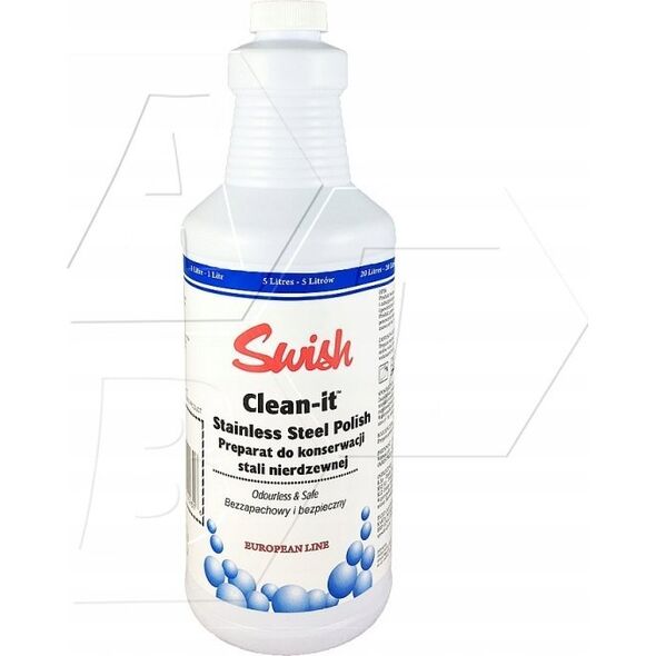 Swish STAINLESS STEEL POLISH clean-it - 1L, środek nabłyszczający oraz konserwujący powierzchnie z stali nierdzewnej na bazie olejku, bezzapachowy 13405248 5907662640139
