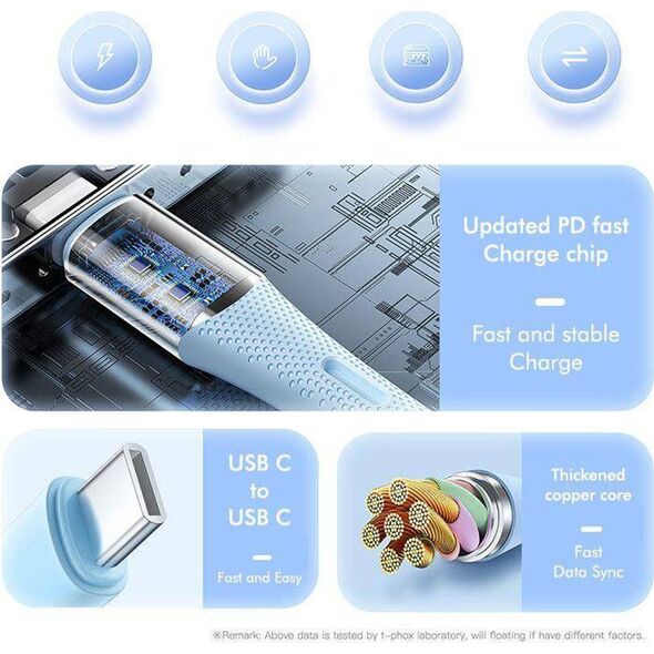 Kabel USB T-Phox USB-C - USB-C 1 m Czarny 13431729 6974670442658