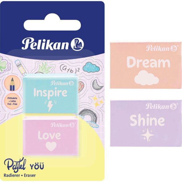 Pelikan Pelikan 606196 gumka Plastik Różne kolory 2 szt. 13435203 4012700606198
