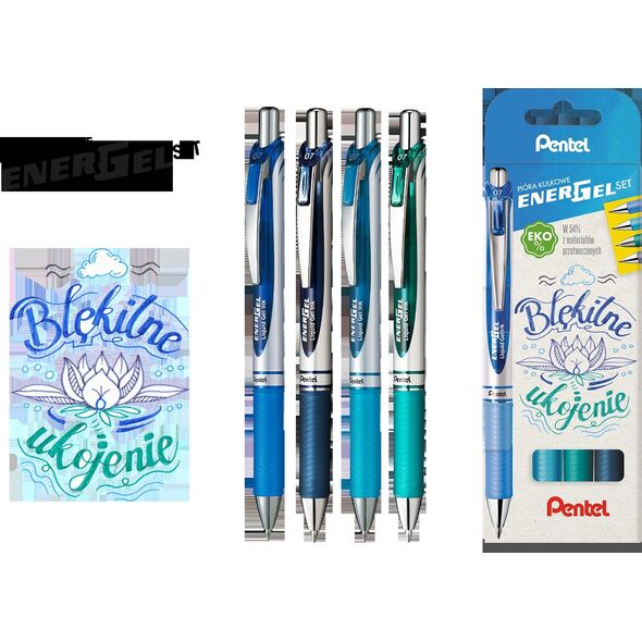 Pentel Pióra kulkowe Pentel EnerGel BL77 Błękitne ukojenie (4) 13435973 5902894024993