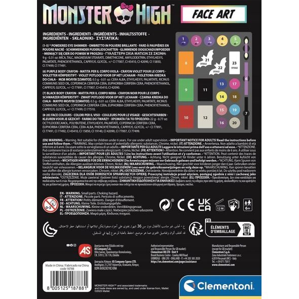 Clementoni Clementoni Zestaw do malowania twarzy Face Art Monster High 18788 p6 13452509 8005125187881