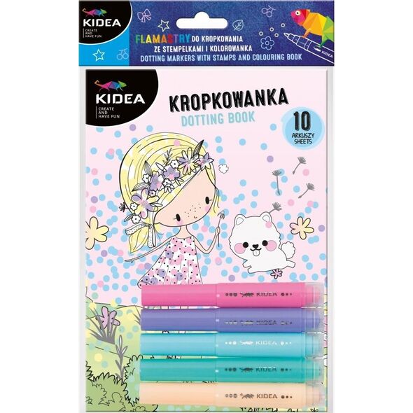 Derform Kolorowanka z flamastrami do malowania kropkami ze stempelkami Wróżki KIDEA 13452575 5901130097333