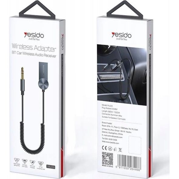 Kabel Yesido yesido Transmiter BT YAU24 3.5mm Aux M - USB, 0.3-1.5m, BLACK / CZARNY 13463245 6971050264466