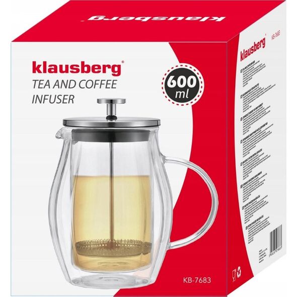 Klausberg ZAPARZACZ DO KAWY/HERBATY 0,60L FRENCH PRESS KLAUSBERG KB-7683 13469005 5908287276833