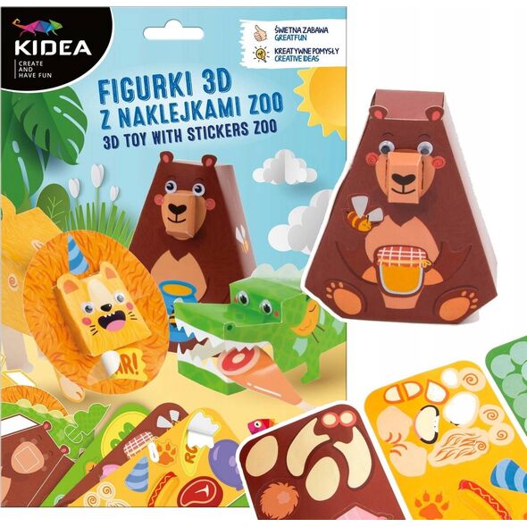Derform ZEST KREAT FIGURKI 3D ZOO NAKLEJ 180X260 KIDEA 13469556 5901130104536