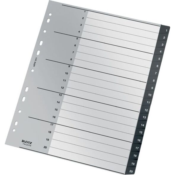Leitz Przekładki PP Leitz Recycle A4 Maxi 1-20 czarne 13470288 4002432127115