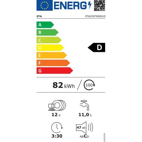 Zmywarka Eta 60 cm pločio įmontuojama indaplovė ETA239790001D 13471246 8590393365975