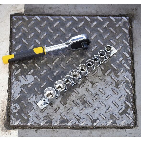Zestaw narzędzi Stanley STANLEY ZESTAW KLUCZY  11el. 3/8" +GRZECHOTKA 72T 13476627 3253560826703